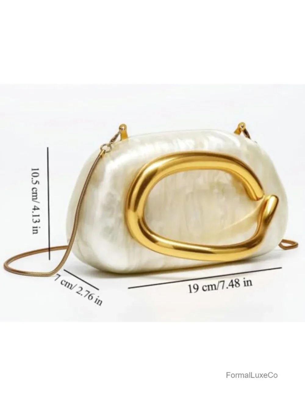 Y2K Vegan Leather Clutch Crossbody Bag with Metal Handle
